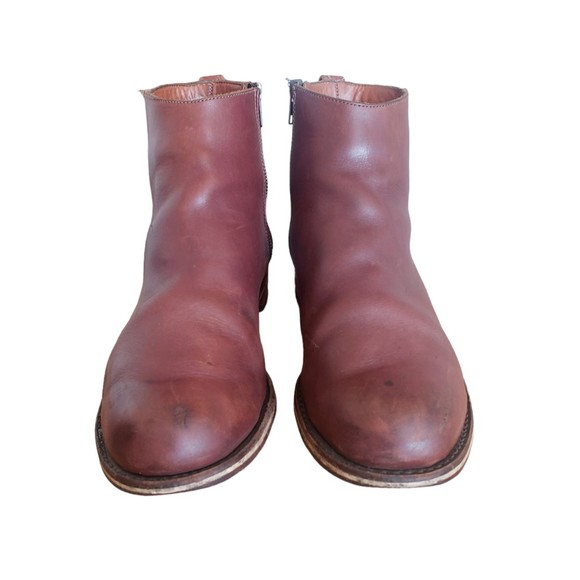 HELM Pablo Men's US 10.5 M Brown Moto-Inspired Leather Zip Up Ankle Boots - Picture 4 of 11